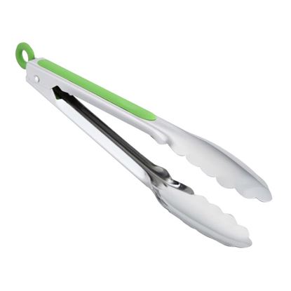 Picture of TONGS S/S GREEN HANDLE 23 CM / 9"
