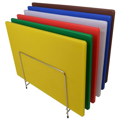 Picture of PK OF 6 COLOUR CHOPPING BOARDS/RACK 18" x 12"x 0.5"