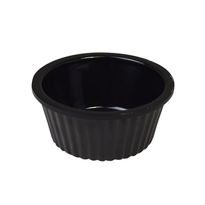 Picture of POLYCARB RAMEKIN BLACK RIBBED 1 OZ PACK 12