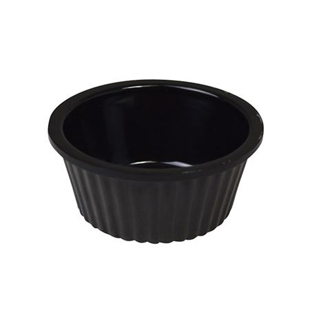 Picture of POLYCARB RAMEKIN BLACK RIBBED 1 OZ PACK 12