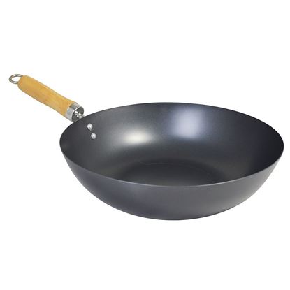 Picture of NON-STICK ORIENTAL WOK WOODEN HANDLED 28cm- BLACK