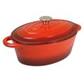 Picture of RED CAST IRON OVAL CASSEROLE 24cm
