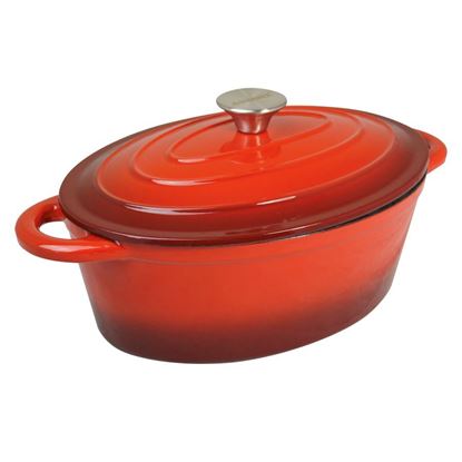 Picture of RED CAST IRON OVAL CASSEROLE 24cm